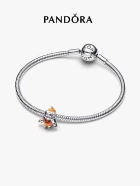Pandora Sterling Silver Bracelet with Orange Enamel Penguin Charm